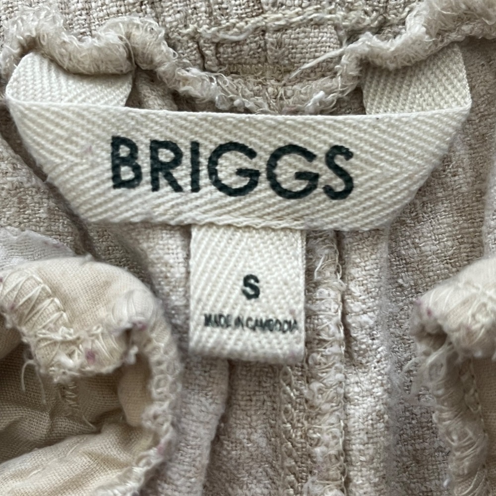 Briggs Women Linen Blend Pants Small Beige Stretch Waistband Lagenlook Vacation - Picture 3 of 8